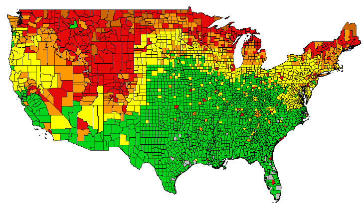 2023 Fall Foliage Map from The Old Farmer’s Almanac, showcasing Michigan's peak viewing times.